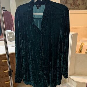 Torrid Dark Green Velvet Blouse